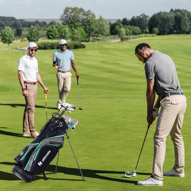 GYMAX Комплект гольф-клубу для чоловіків, повний набір гольф-клубу з драйвером #1, фейрвеєм #3, гібридом #5, залізом #5, #6, #7, #8, #9, #P, #S, паттером, 3 чохлами та переносною сумкою (зелений)