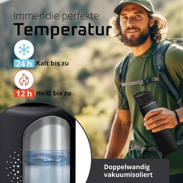 Термос- пляшка з нержавіючої сталі ACTIVE FLASK з трубочкою, 3 кришки, BPA-free, герметична, для газованих напоїв, ізотермальна пляшка для води, спорту, велосипеда, чаю, для дітей