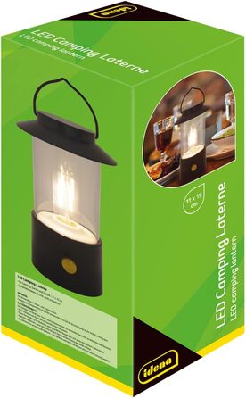 LED кемпінговий ліхтар Idena 50125 чорного кольору, акумуляторний, бездротовий, диммер, 19 см, портативна лампа для дому та на вулицю