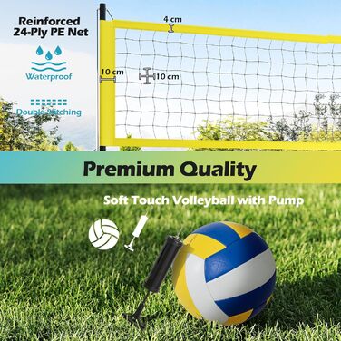 Волейбольна сітка LIFEZEAL для басейну: портативна, з регулюванням висоти, жовта