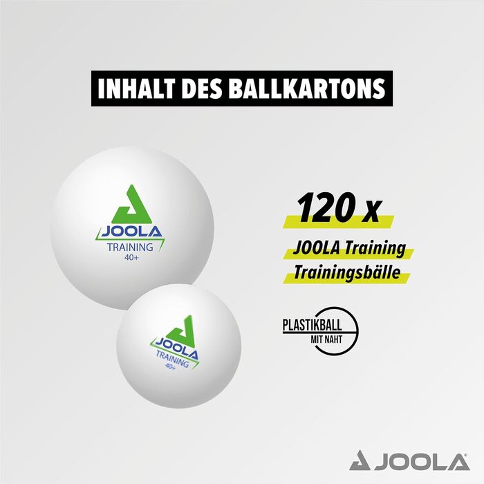 JOOLA тенісні м'ячі для настільного тенісу TRAINING 40+ мм, преміум якість, 120 шт, білі