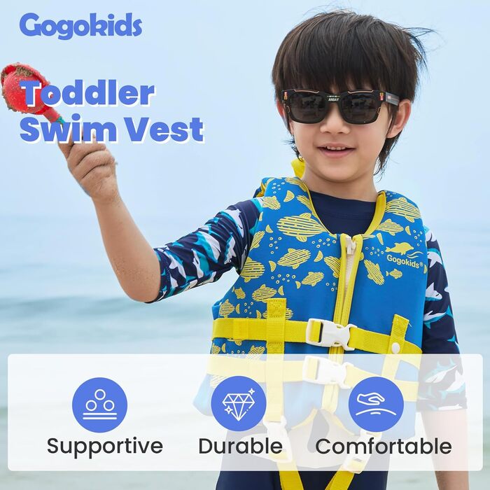 Жилет для плавання Gogokids для дітей - яскравий жилет для навчання плаванню, розмір XL, жовтий кит
