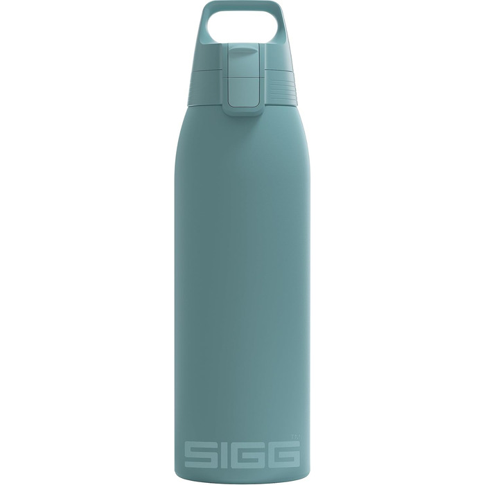 Термос SIGG Shield One Morning Blue, 1 л, для газованих напоїв, герметичний, ізольований, з нержавіючої сталі, 90% перероблений метал, синьо-сірий, без BPA, підходить для посудомийної машини