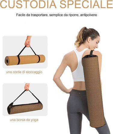 Йогамат (Yogamatte) 183x61x0.6 см, двостороння, антиковзка, водонепроникна, з сумкою та ременем. Для пілатесу, спорту, фітнесу, медитації (Блакитна троянда)