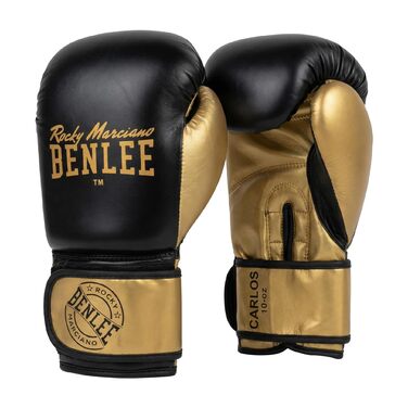 Боксерські рукавички BENLEE Carlos 16oz чорно-золоті для тренувань (бокс, кікбоксинг, спаринг) з гелевою накладкою та липучкою