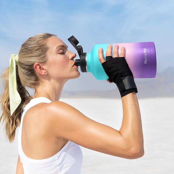 HydroPal Фляга з нержавіючої сталі - 750мл/1л/1.2л/1.9л, без BPA, для газованих напоїв, ізольована, з трубочкою та 2 кришками