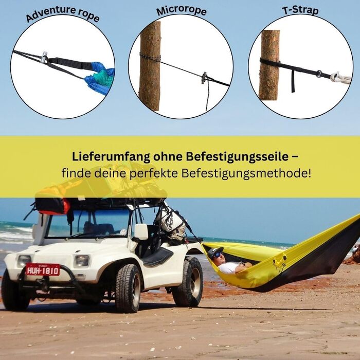 Гамак Amazonas Ultra-Light Adventure Coyote - надлегкий Kingsize 275x140 см, до 150 кг, колір: зелений (Yellowstone)