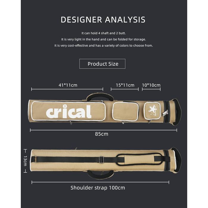 Кейс для більярдних київ CRICAL, 2 x 2 жорсткі кишені для снукеру, з штучної шкіри/оксфордської тканини, жовтий