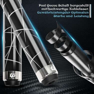 Біллярдний кий з карбону, 58 дюймів, наконечник 12.5 мм, 20/21 унцій, для аматорів та професіоналів, C4705-21OZ