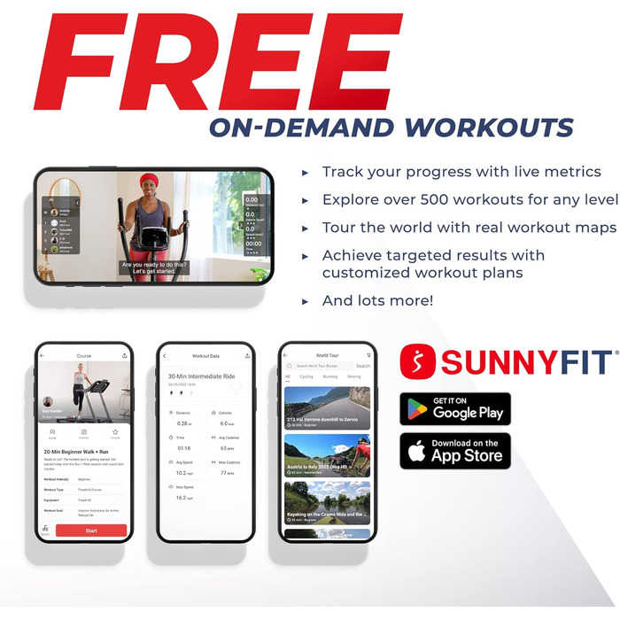 Горизонтальний велотренажер Sunny Health & Fitness з рухомими ручками, компактний, швидке регулювання сидіння, сумісний із SunnyFit, модель SF-RB420032