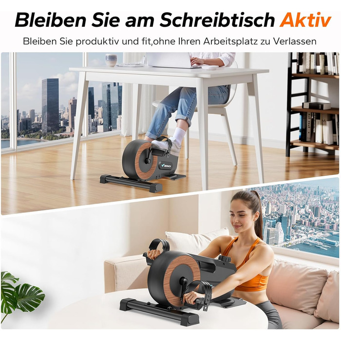 MERACH Педалетраннер для дому: міні-тренажер для літніх людей, тихий та з неслизькою поверхнею, з LCD-дисплеєм, 8 рівнів магнітного опору, переможець тесту 2025, велотренажер для столу в офіс