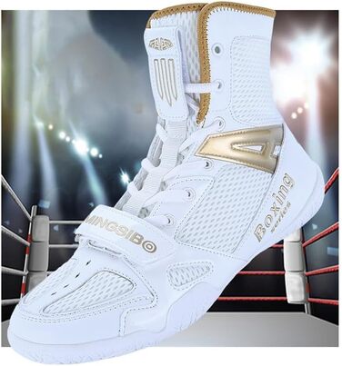 Боксерські кросівки для чоловіків. Зручні, дихаючі кросівки для боксу, єдиноборств, фітнесу та бодібілдингу. Білий, сірий колір. Розмір 41 EU.