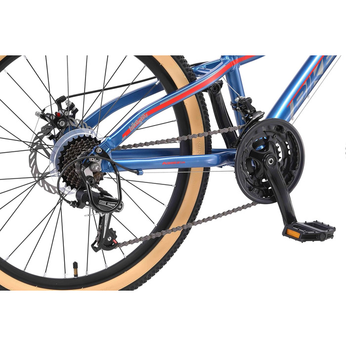 Гірський велосипед BIKESTAR алюмінієвий 24 дюйми для дітей 9-14 років, 21-швидкісна Shimano, дискові гальма, амортизаційна вилка