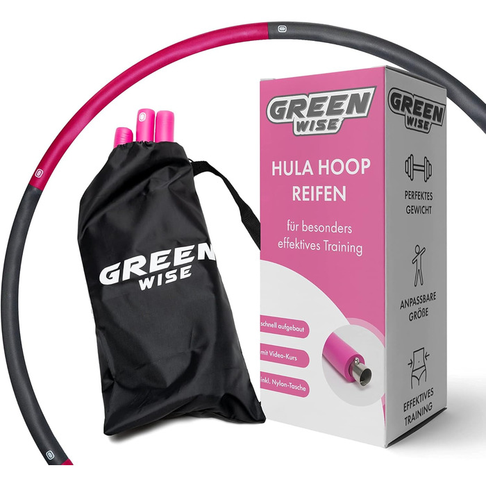 Обруч для фітнесу GreenWise 1 кг, сталевий, 95 см, для дорослих і дітей, масажний, для схуднення, з відеокурсом і чохлом
