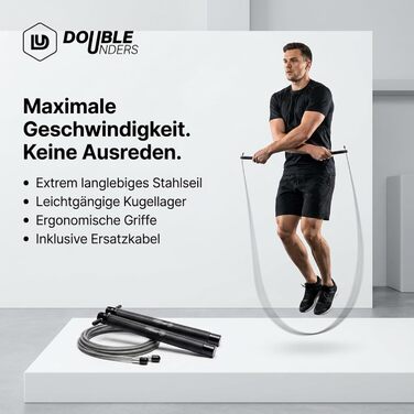 Скакалка Springseil Speed Rope: регульований, для CrossFit, боксу, фітнесу. Металеві ручки, срібно-чорний колір