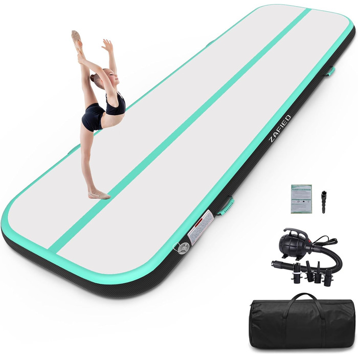 Надувна гімнастична килимок для тренувань, йоги та фітнесу 600 x 100 x 10 см (зелений)