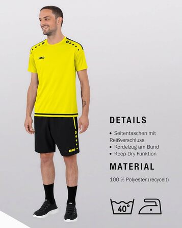 Шорти спортивні чоловічі JAKO Copetition 2.0 (152, чорний/неоновий жовтий)