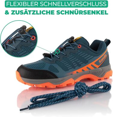 Трекінгові черевики для жінок та чоловіків Fusskleidung® | Дихаючі, для трейлраннінгу та хайкінгу (36 EU, Синій/Помаранчевий)