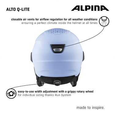 Гірськолижний шолом Alpina Alto Q-Lite з посиленим захистом, ударопоглинаючий, з контрастним візором, для дорослих, фіолетово-чорний, матовий, розмір 55-59 см
