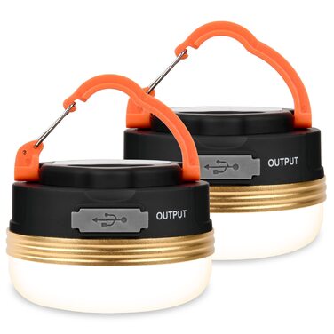 Ліхтар кемпінговий Flintronic LED, 2 шт., USB зарядка, Powerbank 1800mAh, 4 режими, помаранчевий - для походу, риболовлі, аварійного освітлення