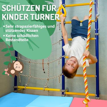 Складаний гімнастичний мат для фітнесу та дітей 195 x 75 x 3 см, м'яка спортивна підкладка для тамблінгу та активних ігор з ручками для перенесення (дизайн: мультфільм)