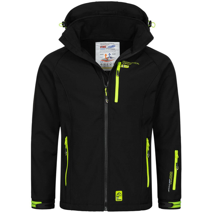 Чоловіча куртка-софтшелл Geographical Norway Production FVS — водонепроникна демісезонна куртка для активного відпочинку та прогулянок, чорна