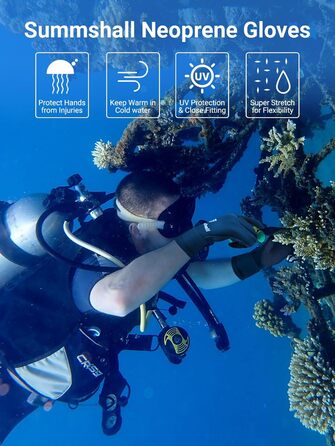 Рукавички з неопрену Sushall для чоловіків, 3 шт. - водолазні рукавички для дайвінгу, серфінгу, снорклінгу (L, чорний)
