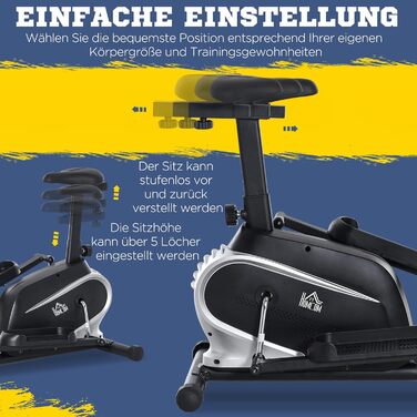 Еліптичний тренажер HOMCOM для дому з магнітною системою опору, 8 рівнів навантаження, 3 кг маховик, LCD-дисплей, до 100 кг