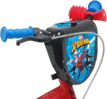 Дитячий велосипед Atlas Jungen 12 дюймів Spiderman, 1 гальмо, передній декор, захист ланцюга, стабілізатори, червоний