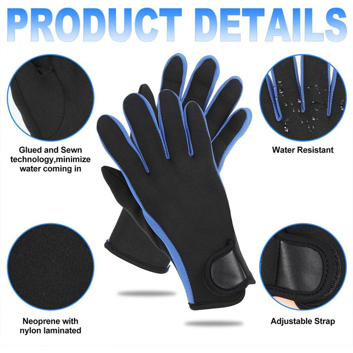 Рукавички для дайвінгу Heirao4072 1.5 мм з преміального неопрену - п'ятипалі