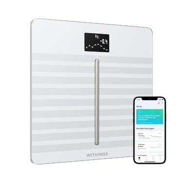Withings Body Cardio – Wi-Fi смарт-ваги з вимірюванням жиру, пульсу, судинного віку, ІМТ, м'язової маси та води, білі