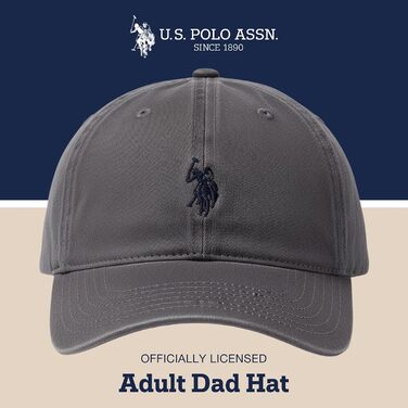 Чоловіча бейсболка U.S. Polo Assn. з логотипом Small Pony, 100% бавовна, регульований розмір, темно-сіра
