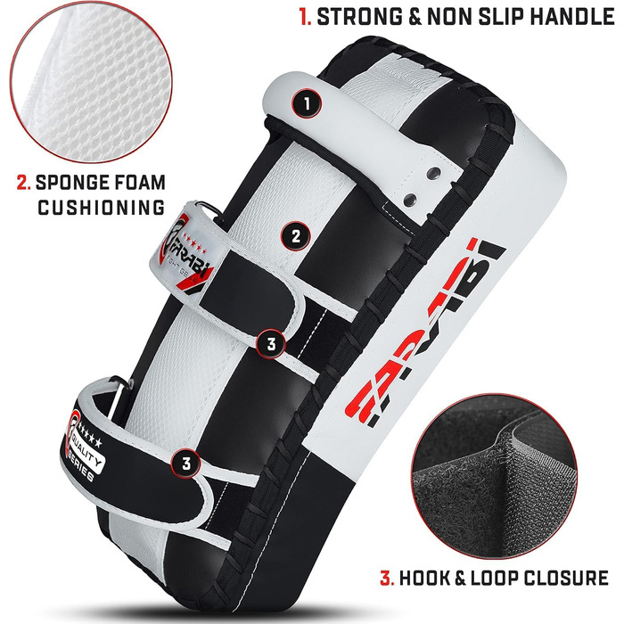 Набори для ударів Farabi Sports Curved Kick Pads (пара), чорні – для кікбоксингу, MMA, муай-тай, кікбоксингу та тренувань