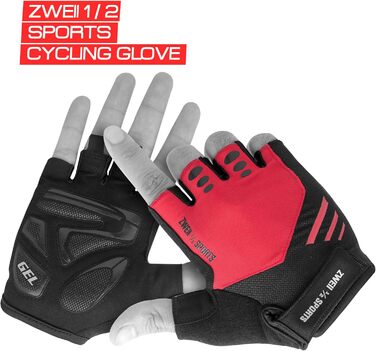 Чоловічі велосипедні рукавички напівпальці, дихаючі, для відпочинку та спорту, з гелевою підкладкою, антиковзаючі, для активного відпочинку та тренувань, зелені (XL, червоні)