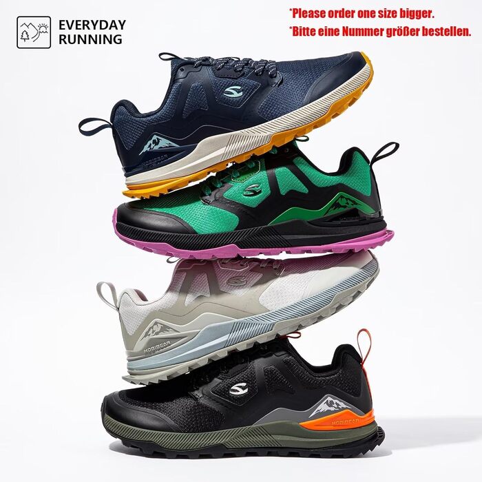 Чоловічі трейлові кросівки HOBIBEAR для трейлраннінгу, трекінгу та хайкінгу. Широка передня частина, не слизька підошва, чорний колір, 44 EU