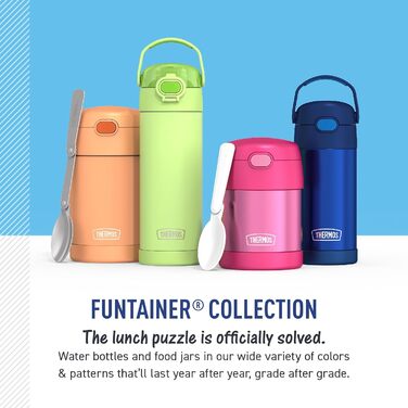 Термос-пляшка THERMOS FUNTAINER 340 мл, нержавіюча сталь, вакуумна ізоляція, з трубочкою, для дівчаток