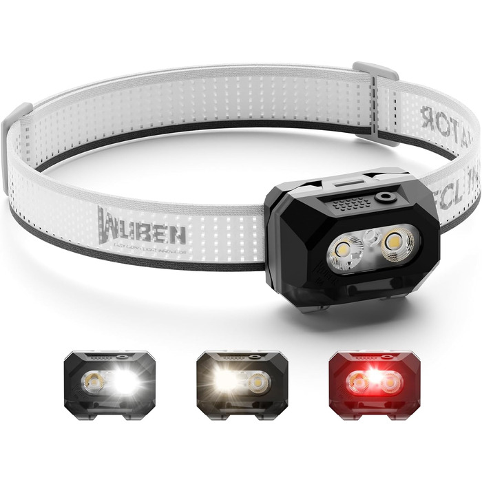 WUBEN H4 - LED налобний ліхтар, 800 люмен, IP68, 10 режимів, червоне світло, для кемпінгу, риболовлі та піших прогулянок, чорний