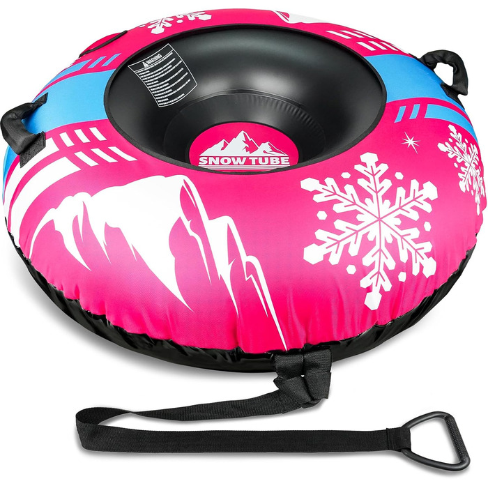 Надувний сніговий санки ZMLM, 120 см, для дорослих та дітей, міцний, з канвасовим покриттям, зимовий спорт, сімейний відпочинок (рожевий)
