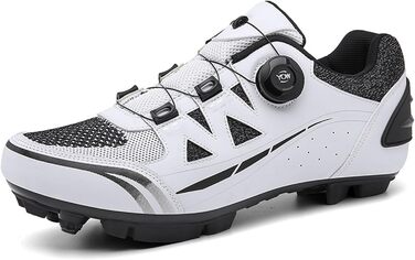 Велотуфлі MTB для чоловіків та жінок, сумісні з SPD, з клітами, дихаючі, зносостійкі, білі (43 EU)