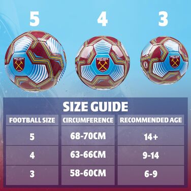 Футбольний м’яч West Ham United FC, офіційний, розмір 3/4/5, подарунок для фанатів