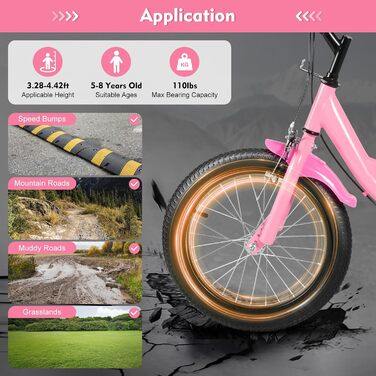 Дитячий велосипед 16 дюймів для хлопчиків та дівчаток 4-8 років з знімними бічними колесами. Рожевий велосипед для дітей