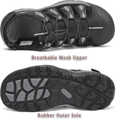 Чоловічі сандалі FLARUT для активного відпочинку та туризму (42 EU, чорно-білі)