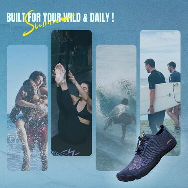 WateLves Водні черевики для жінок та чоловіків, спортивні, антиковзаюча підошва, широка передня частина, темно-синій (661), 43 EU