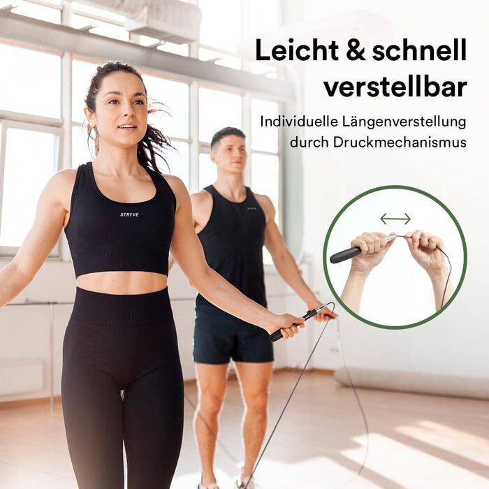 STRYVE Speed Rope – швидкісна скакалка з ергономічною антиковзною ручкою та регульованою довжиною, преміум бренд