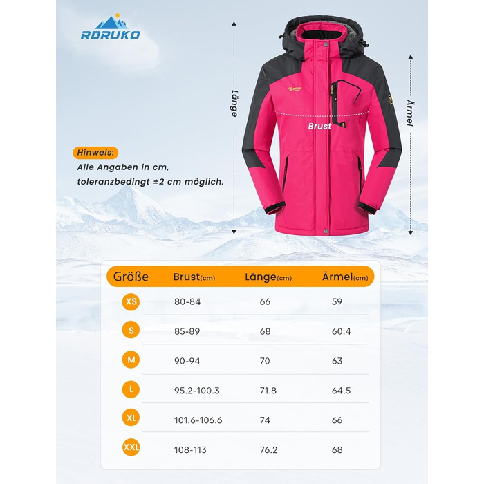 Жакет Rdruko для сноуборду та лиж, зимовий, утеплений, з софтшелу, водонепроникний, з капюшоном (рожевий, S)