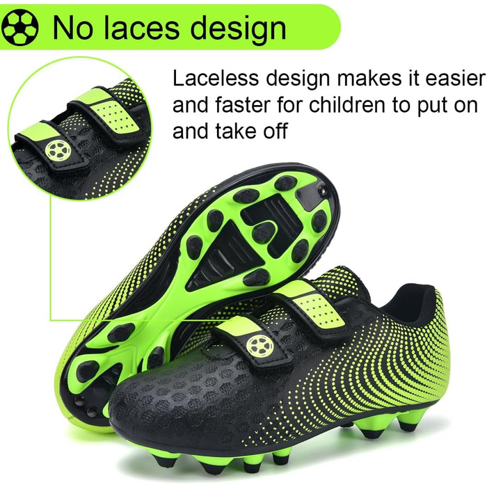 Дитячі футбольні бутси для хлопчиків та дівчаток, низькі, для тренувань та занять спорту на відкритому повітрі, унісекс, розмір 28-37 (37 EU, чорний/зелений)