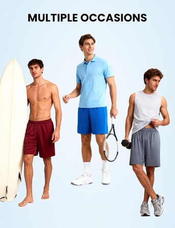 Чоловічі спортивні шорти 5 шт. з кишенями та еластичним поясом, швидковисихаючі, XL, чорний, графітовий, темно-синій, місячний сірий