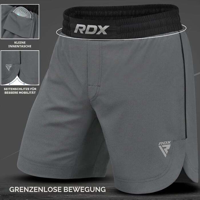 Шорти для MMA та єдиноборств RDX для чоловіків, спортивні штани для боксу, кікбоксингу, муай-тай та грепплінгу, сірі, розмір XXL