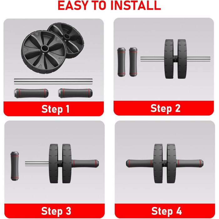 Ролер для пресу YIFMOO з килимком для колін, комплект ролера для пресу YIFMOO, тренажер для пресу для початківців та професіоналів, неслизький тренажер для пресу для дому, фітнес-обладнання (двоколісний)