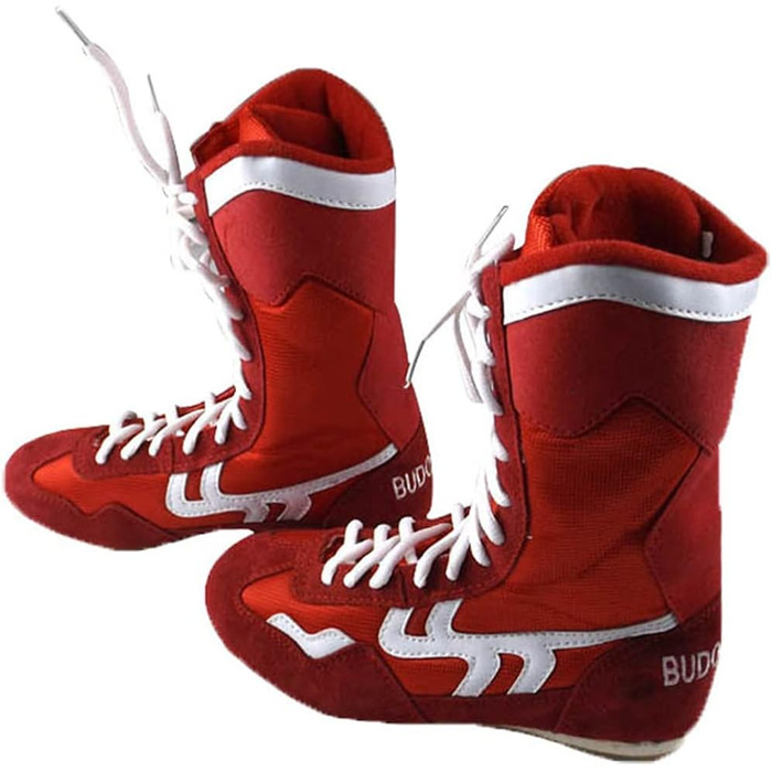 Боксерські кросівки High Top для жінок, легкі, для кікбоксингу та боротьби, комфортні, червоні (37 EU)